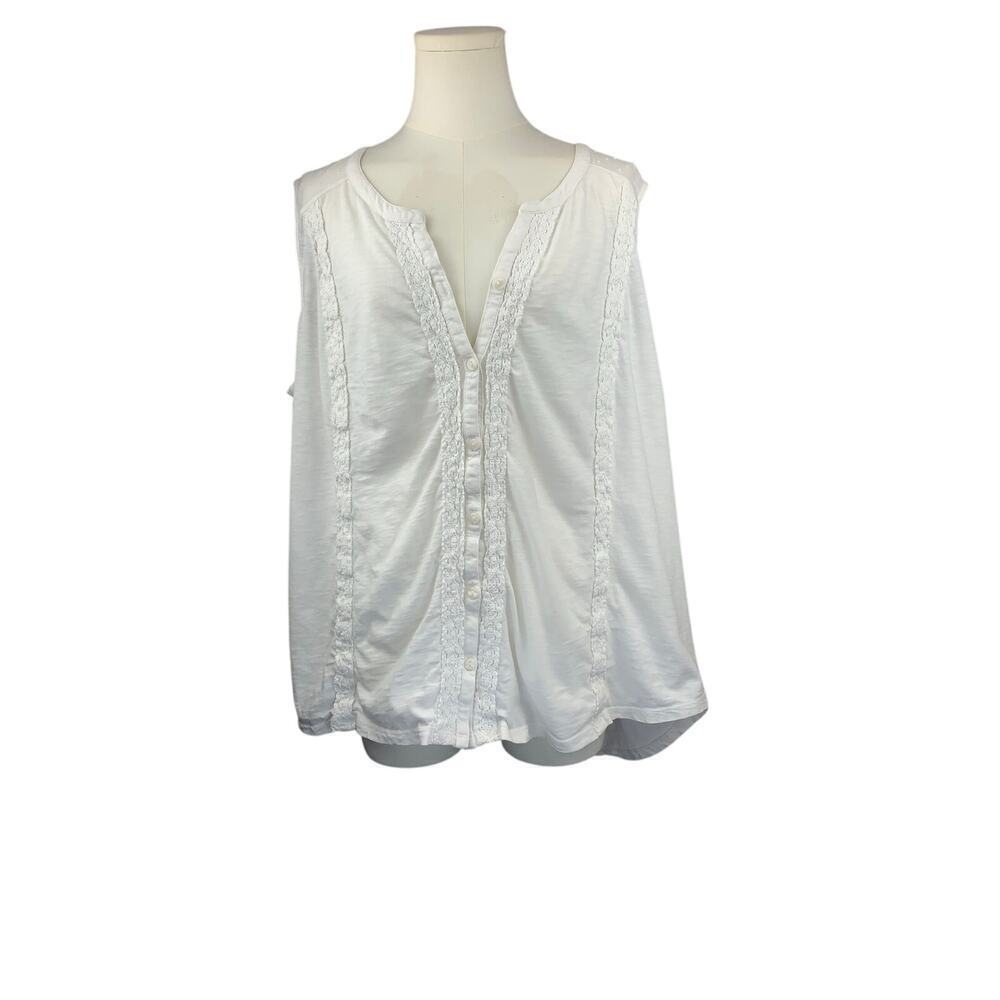 Women's Style& Co. White Button Up Blouse, 100% Cotton - Size 2X
